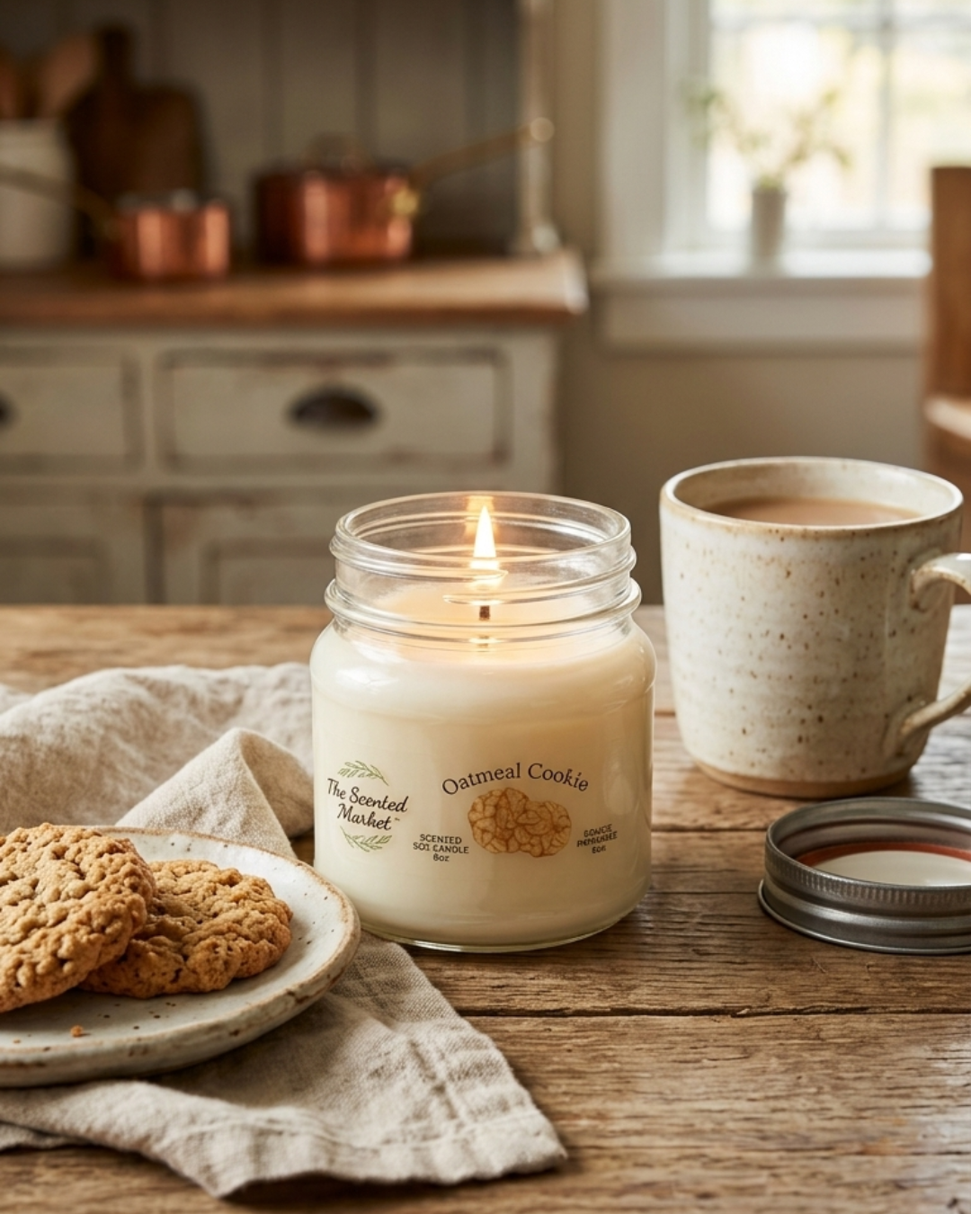 Oatmeal Cookie Scented Soy Candle | Warm Bakery Candle | 8 oz, 50 Hour Burn