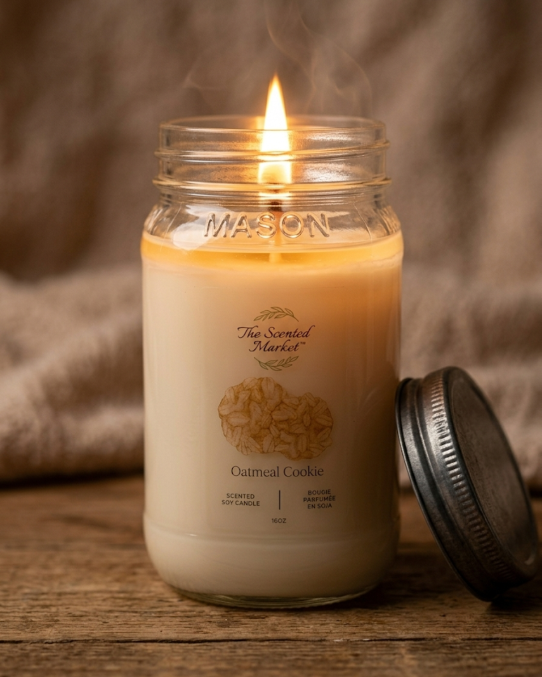 Oatmeal Cookie Scented Soy Candle | Warm Bakery Candle | 16 oz, 100 Hour Burn