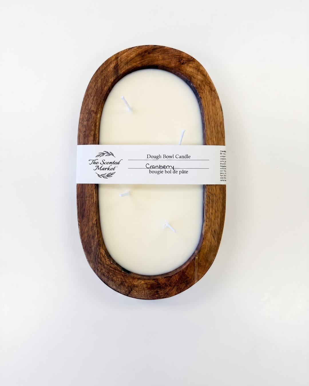 CRANBERRY Dough Bowl Soy Candle | Handcrafted 4 Wick Wooden Candle